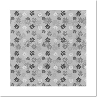 Grey flower pattern design Posters and Art